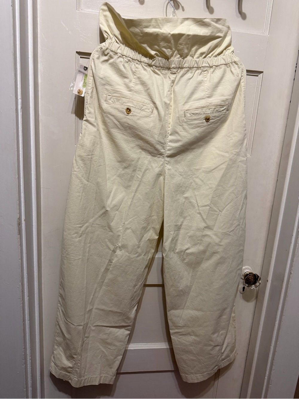 NWT ANTHROPOLOGIE Pilcro Cream Paper Bag High-Waist Bowed Leg Pants $158 NEW - Picture 7 of 11
